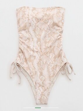 aerie Beige Snake-Print One-Piece Swimsuit